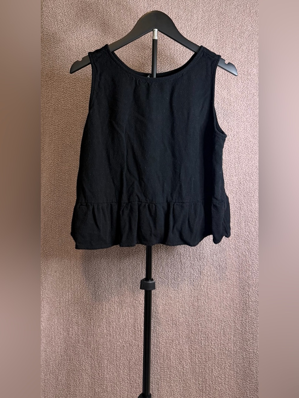 AUTOMET Black Linen Blend Peplum Tank Top Size XL